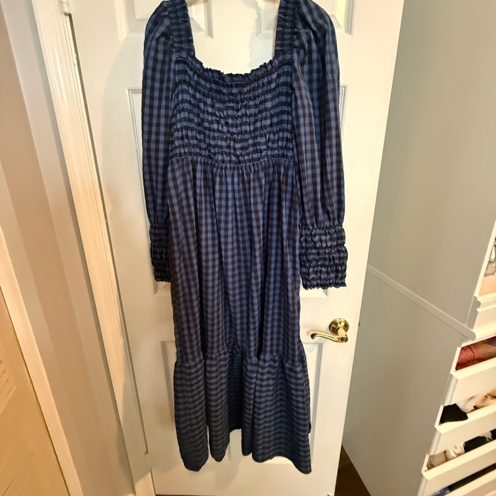 Topshop women’s maxi blue and black gingham dress - 12